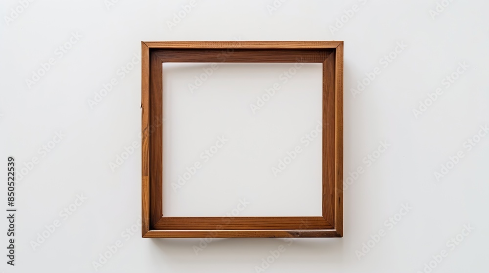 Horizontal brown wooden frame on white background : Generative AI Horizontal brown wooden frame on white background : Generative AI