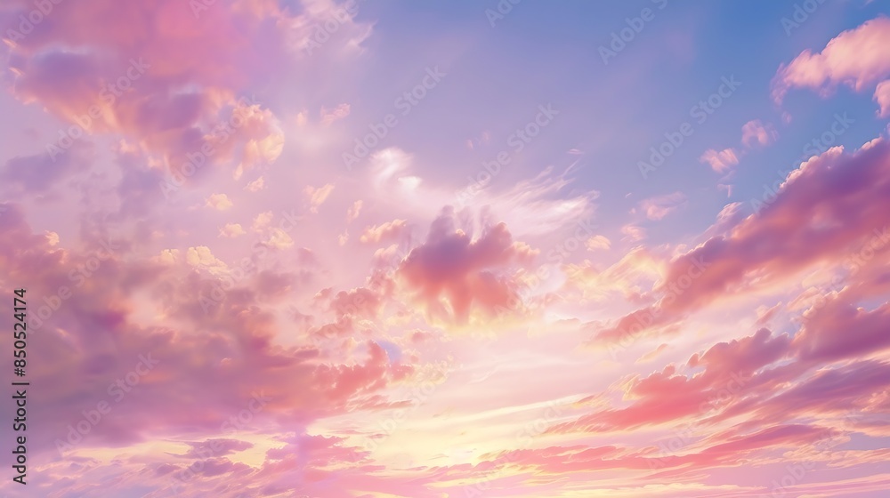 Real amazing panoramic sunrise or sunset sky with gentle colorful clouds Long panorama crop it : Generative AI Real amazing panoramic sunrise or sunset sky with gentle colorful clouds Long panorama crop it : Generative AI