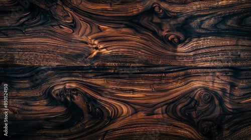 This is a picture of dark brown wood that comes from a natural tree. The wood has a beautiful, dark pattern that makes it look like hardwood flooring.
