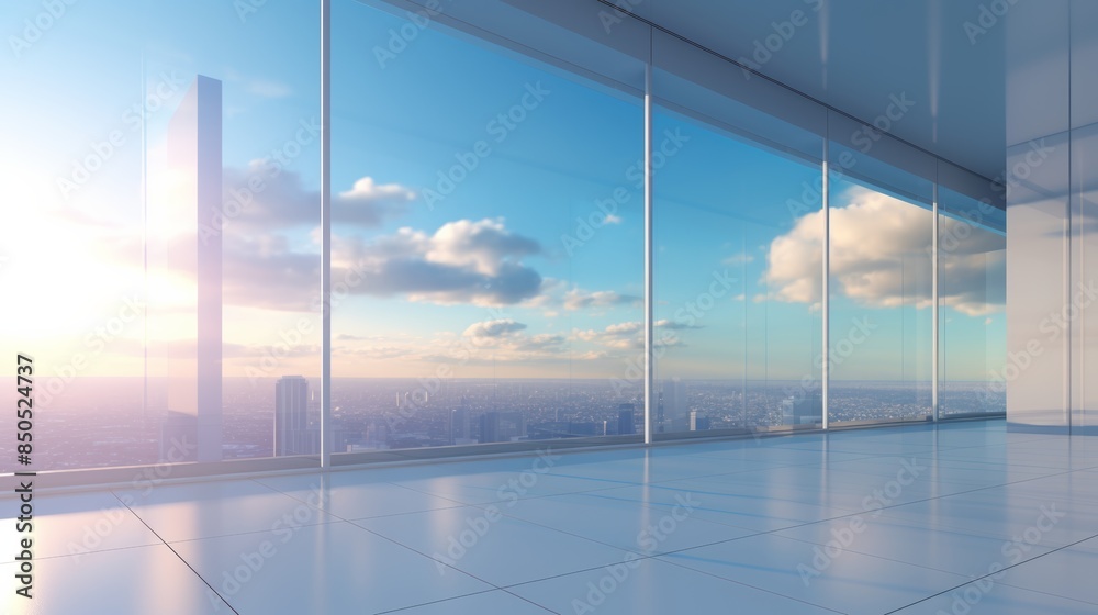 Fototapeta premium morning view to perspective glass building