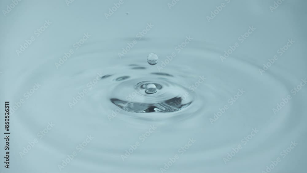 Natural mineral water splashing. Crystal clear drop of cosmetic essence serum falling in slow motion. Body moisturizing cosmetics formulating. Commercial beauty product blue liquid abstract background Natural mineral water splashing. Crystal clear drop of cosmetic essence serum falling in slow motion. Body moisturizing cosmetics formulating. Commercial beauty product blue liquid abstract background