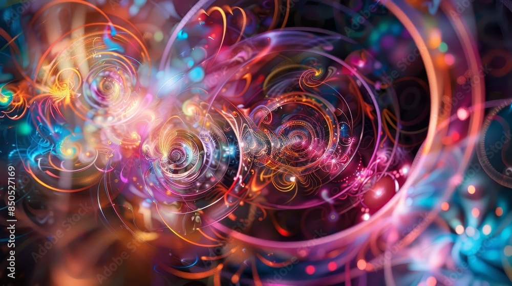 Obraz premium Concentric circles and swirling patterns with iridescent colors Black Friday allure