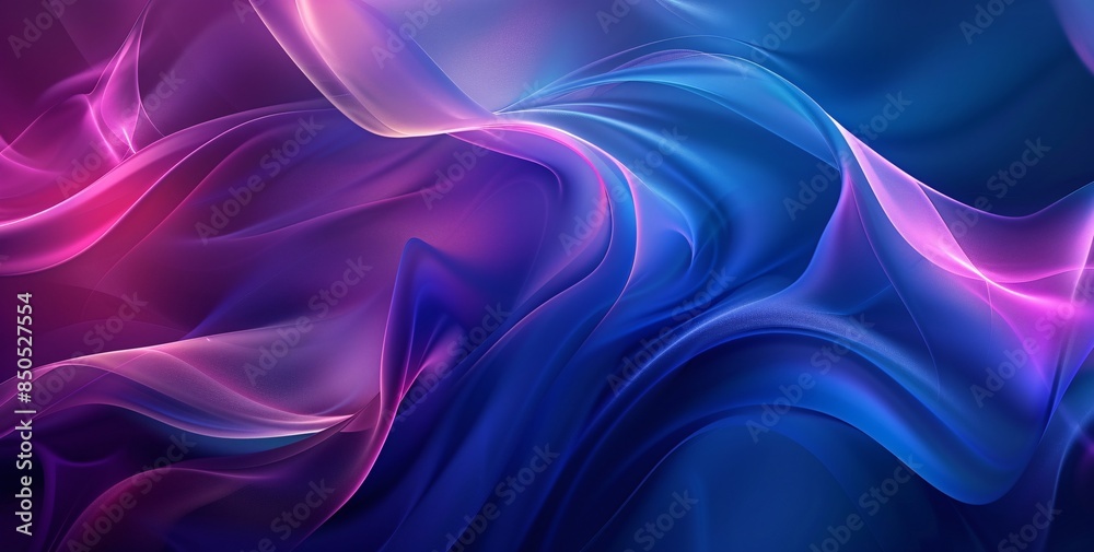 Fototapeta premium Vibrant abstract isolated on transparency PNG background, with flowing, colorful waves of blue and purple, creating a dynamic and mesmerizing visual effect.