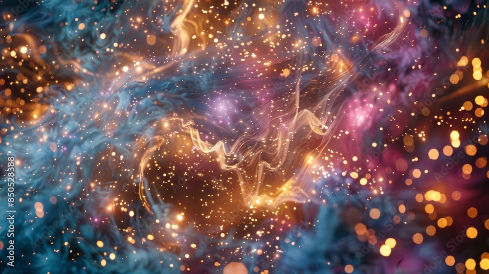 Obraz premium Nebulae and stardust woven with Christmas lights cosmic beauty mesmerizing