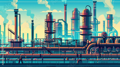 Industry pipeline, gas and oil processing illustration