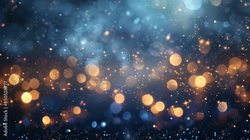 Blurred lights and twinkling stars on midnight blue dreamy landscape Blurred lights and twinkling stars on midnight blue dreamy landscape