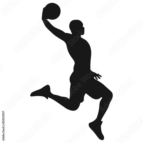 Basketball Player Silhouettes. basketball players isolated vector illustration. slamdunk style basketball player silhouette vector illustration. Good for sport