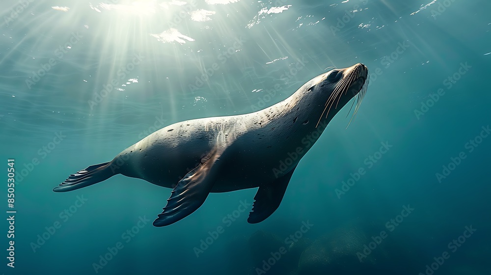 Obraz premium Male sea lion swimming in the sea