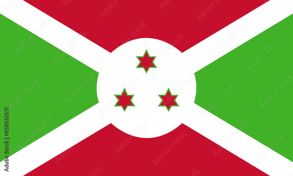 Vector flag of Burundi. Symbol of patriotism. illustration. EPS10. official national flag Vector flag of Burundi. Symbol of patriotism. illustration. EPS10. official national flag