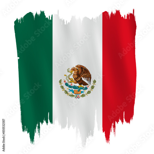 Mexico flag country on brush paint stroke.