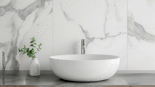 Modern bathroom sink counter top with raised sink and empty space for product presentation or mockup 