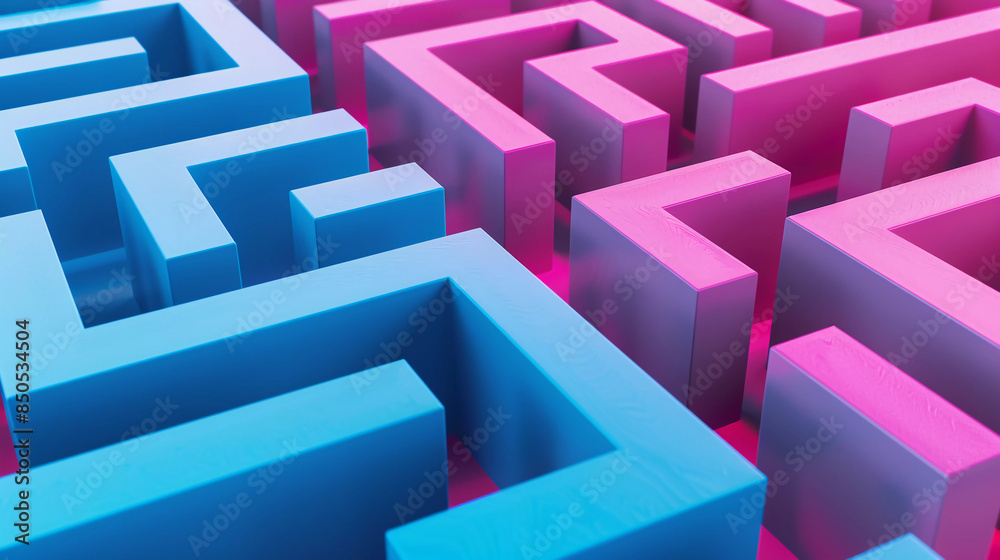 a computer generated image of a maze in blue and pink a computer generated image of a maze in blue and pink