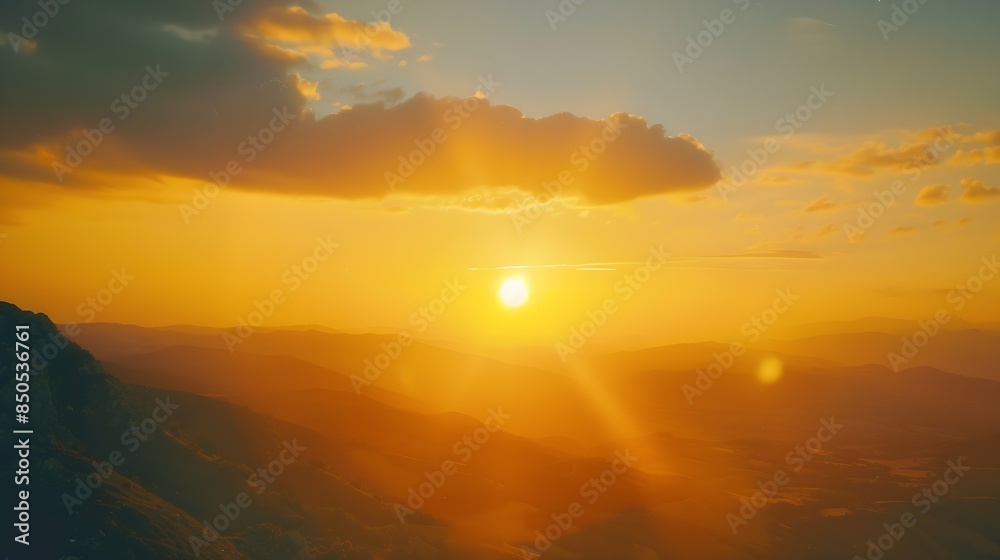 Sunset View from the Top of a Mountain : Generative AI Sunset View from the Top of a Mountain : Generative AI