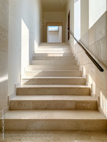 Modern Terrazzo Staircase With Black Railing In Interior Home Design