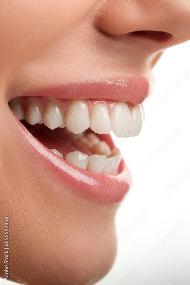 Obraz premium Close Up Of A Woman Smiling With White Teeth