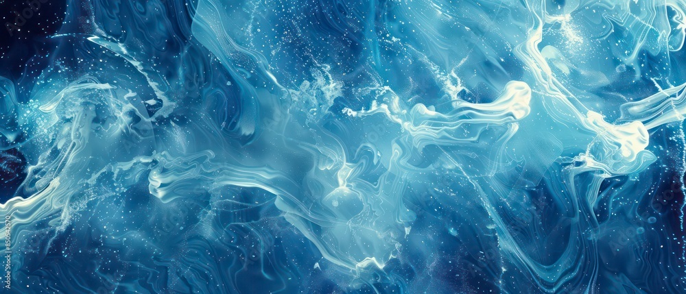 abstract illustration of blue waves and smoke-like textures, blending light and pattern to create an intriguing wallpaper design