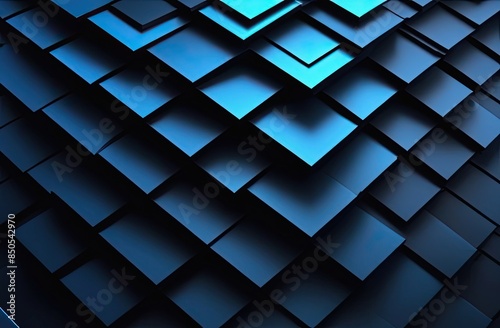 Wallpaper Mural abstract background with geometric shapes with metallic effect in dark blue light Torontodigital.ca