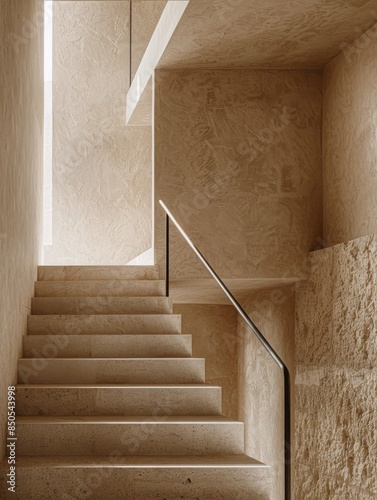 Modern Terrazzo Staircase With Black Railing In Interior Home Design