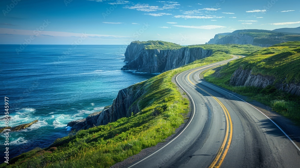 Scenic coastal road along cliffs Scenic coastal road along cliffs