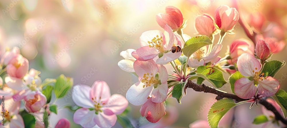 Apple Orchard in Bloom: A picturesque apple orchard in full bloom, with delicate pink and white blossoms
