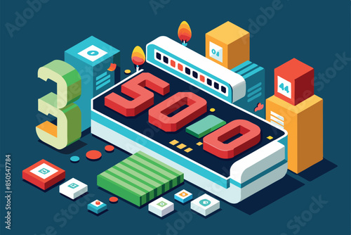 An isometric illustration of a 500 error service unavailable message, 503 error service unavailable Customizable Isometric Illustration