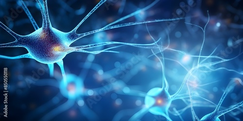 Detailed image of neurons basic units of the nervous system. Concept Neuron structure, Nervous system cells, Basic neuron anatomy, Neurotransmission process, Neuron communication