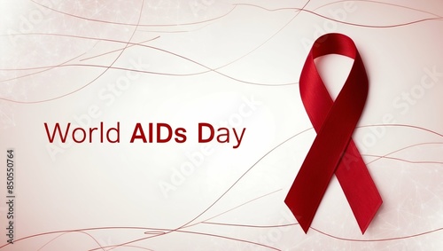 International World aids day awareness ribbon illustration with minimal abstract background