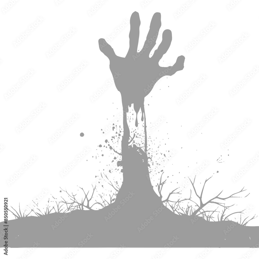 Obraz premium silhouette zombie spooky arm sticking out of the ground