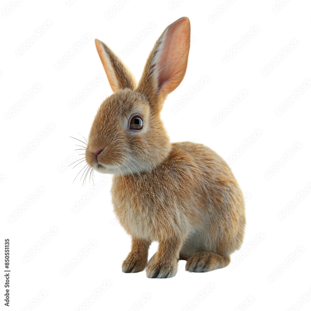 Adorable brown rabbit sitting upright with ears perked, isolated on transparent background. Perfect for wildlife and pet-themed projects. Adorable brown rabbit sitting upright with ears perked, isolated on transparent background. Perfect for wildlife and pet-themed projects.