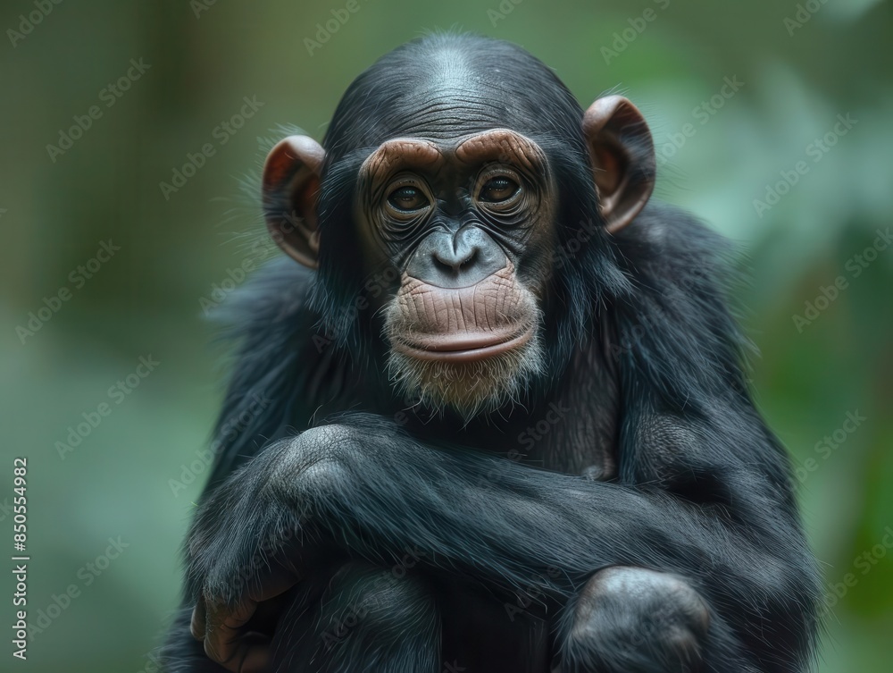 Great apes in a natural habitat, showcasing their intelligence and majesty Great apes in a natural habitat, showcasing their intelligence and majesty