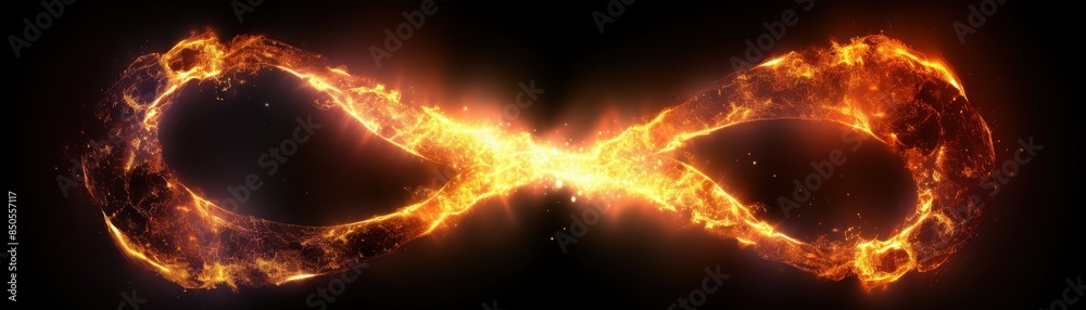 Fototapeta premium Burning infinity symbol. Eternity sign on fire