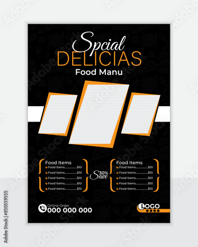 Spcial food manu Design template, a4 vector template photo