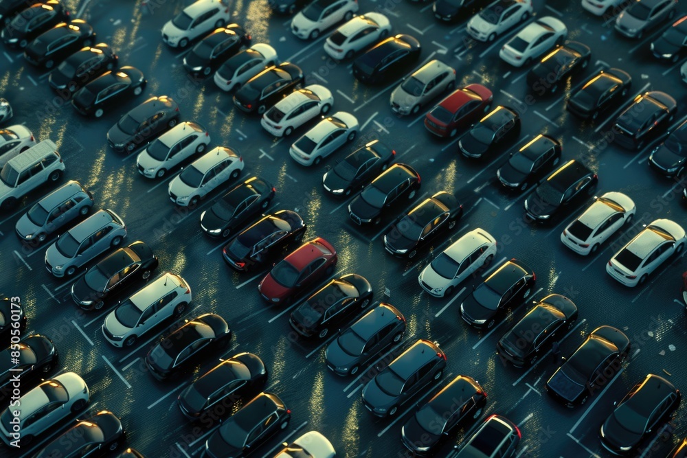 Fototapeta premium A busy parking lot filled with numerous vehicles