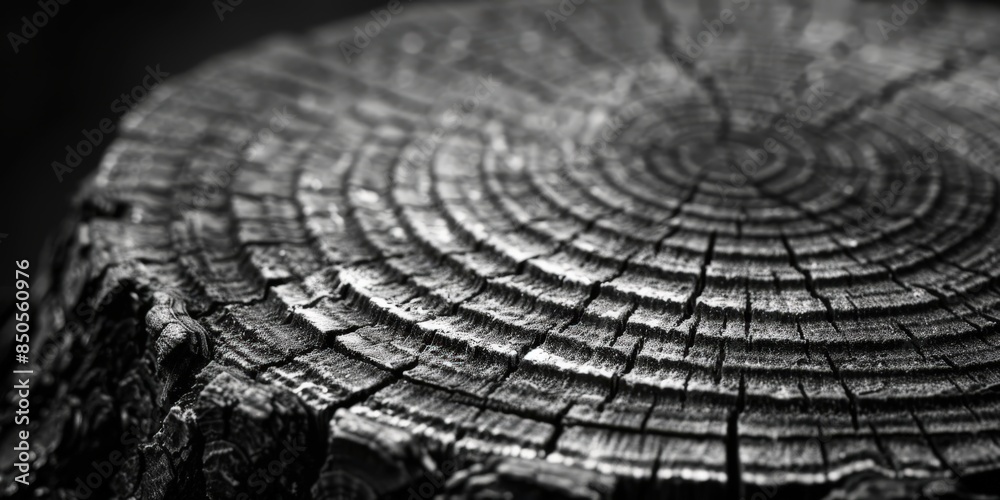 Black and White Macro Photography of Tree Rings