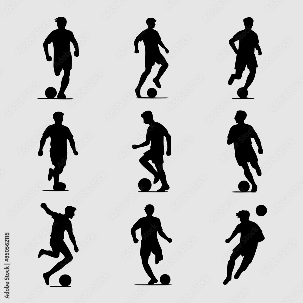 soccer player silhouette. football player illustration icon set. soccer player silhouette. football player illustration icon set.