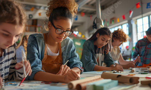 Teenagers doing holiday activities happily and having fun