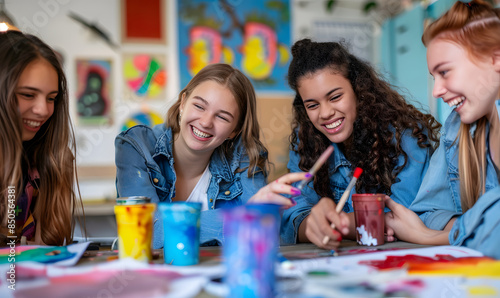 Teenagers doing holiday activities happily and having fun