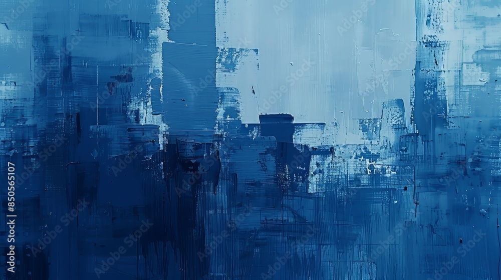Abstract Blue Cityscape Painting Abstract Blue Cityscape Painting