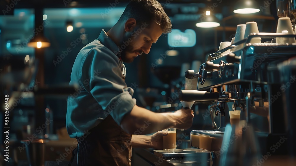 coffee barista slow mo art of coffee : Generative AI coffee barista slow mo art of coffee : Generative AI
