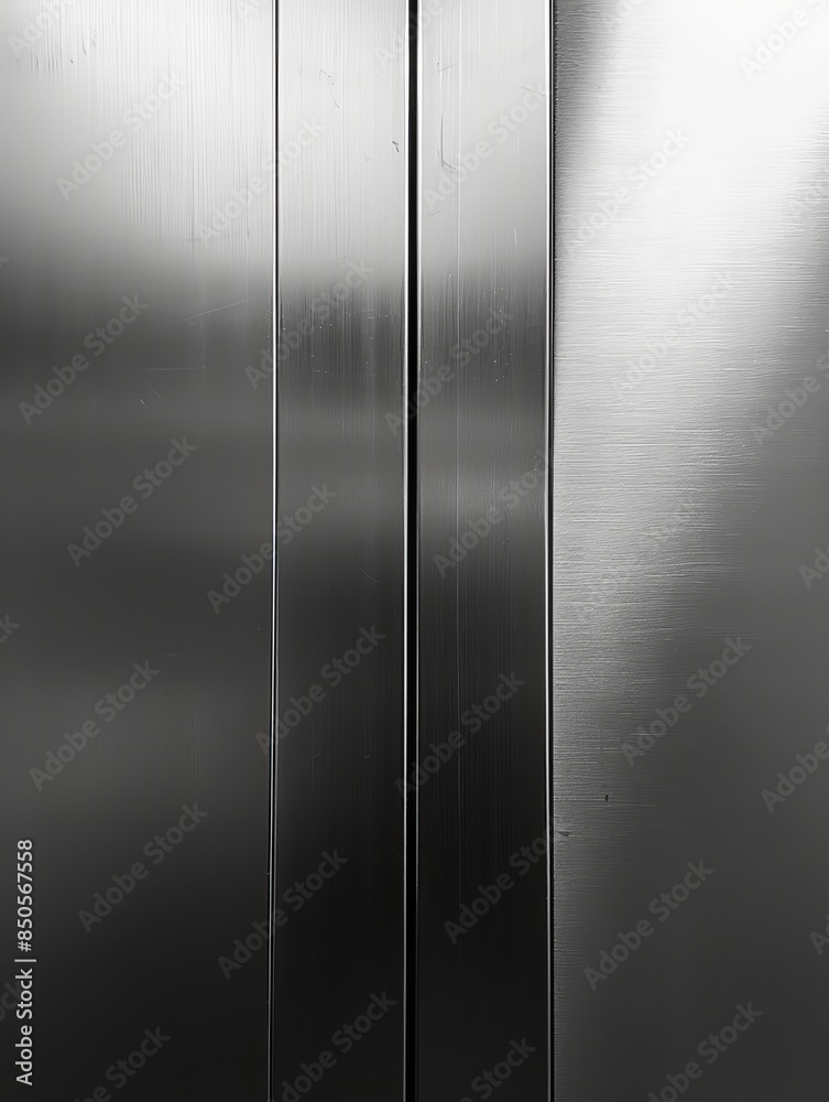 A high-resolution, vertical DIN A4 silver metallic surface with a single reflective vertical stripe on the right half