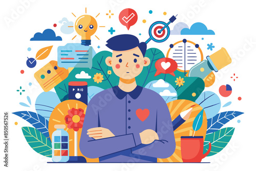 Illustration of a man with OCD with customizable disprop, Obsessive compulsive disorder Customizable Disproportionate Illustration
