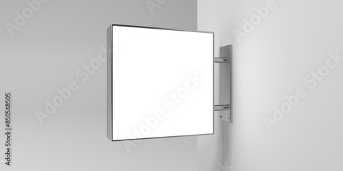 square lightbox template in metal frame, place for logo, corporate identity