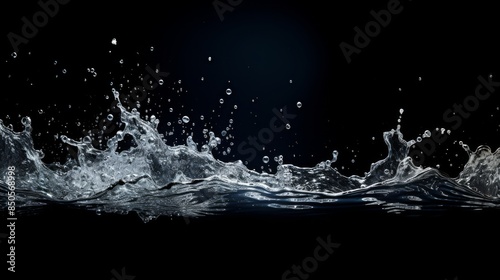 water ground, black background, top light studio 