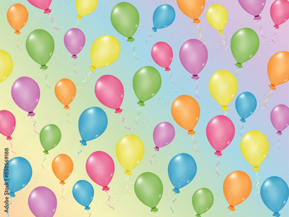 Celebration background with flying сolorful helium balloons and ribbons on multi-colored background. Concept of party and happy birthday holiday. Celebration background with flying сolorful helium balloons and ribbons on multi-colored background. Concept of party and happy birthday holiday.