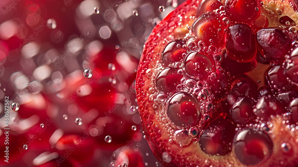 Bubbles of pomegranate dana juice background Bubbles of pomegranate dana juice background