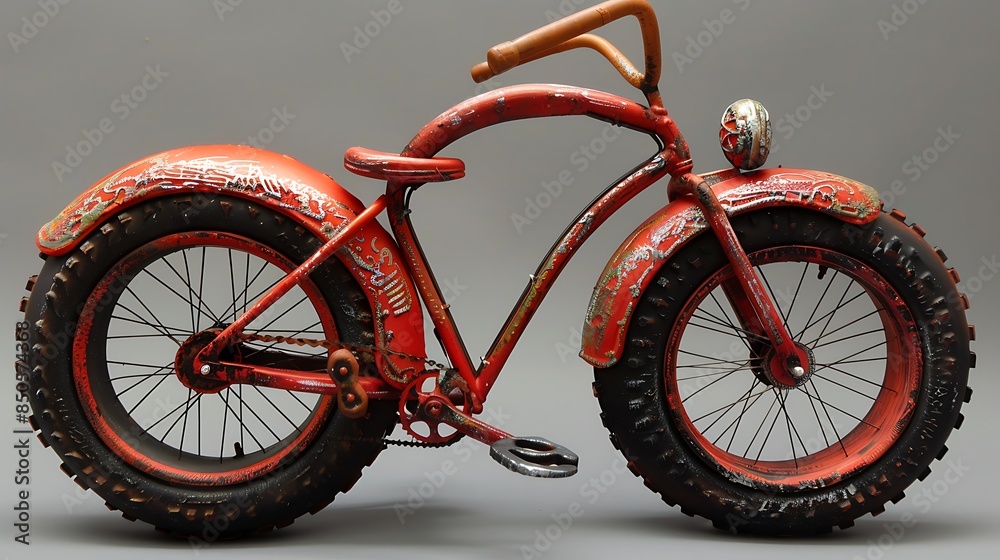 Fototapeta premium Toy bicycle with big tyre very detailed and realistic shape