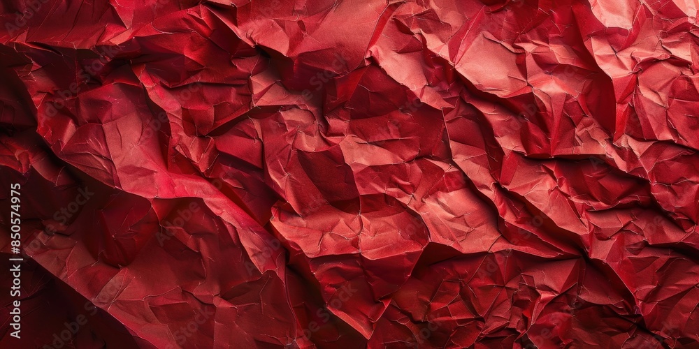Abstract Red Crumpled Paper Texture