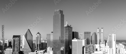 Wallpaper Mural skyline in late afternoon in Dallas in black and white, Texas, USA Torontodigital.ca