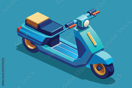 Isometric illustration of a blue water scooter with customizable features, Water scooter Customizable Isometric Illustration