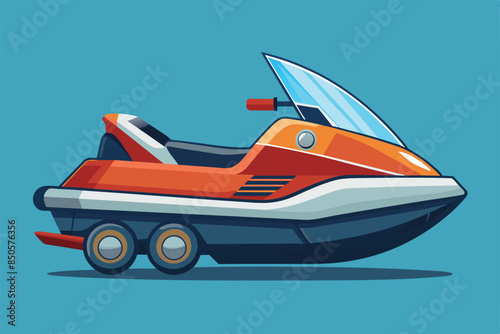 An illustration of a customizable orange water scooter with a windshield, Water scooter Customizable Semi Flat Illustration